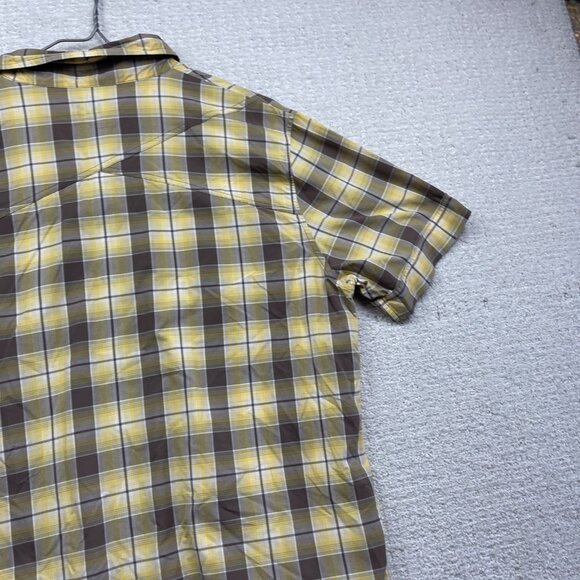 Helly Hansen Yellow Plaid Short Sleeve Button Up Shirt Men’s Size XL Outdoors - Picture 14 of 16